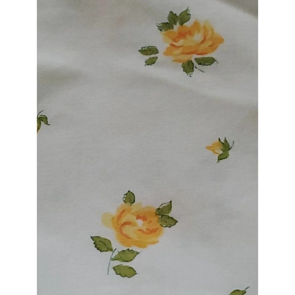Vintage Wondercale Vintage Twin Size Cotton Blend Yellow Rose Print 1 Flat Sheet